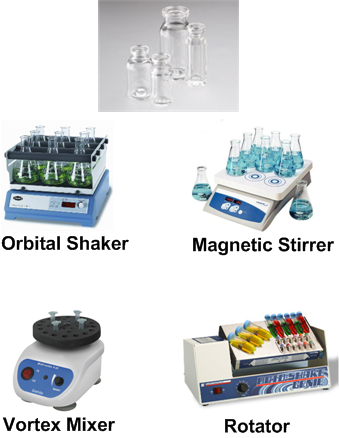 Agitation instruments and glass vial